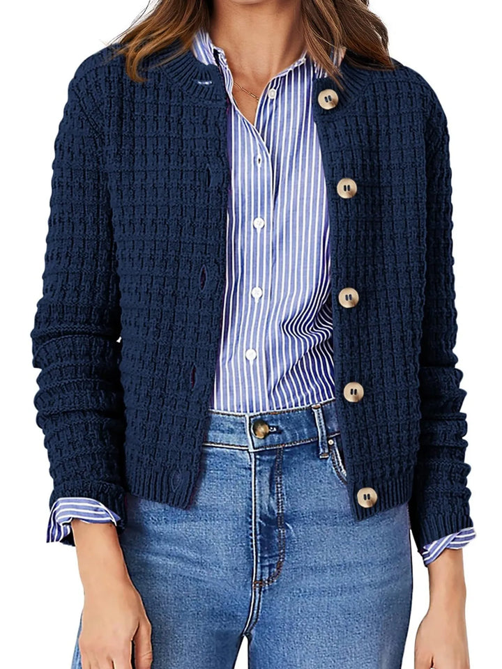 Harper | Strickjacke für Damen mit Knopfleiste und Rundhalsausschnitt