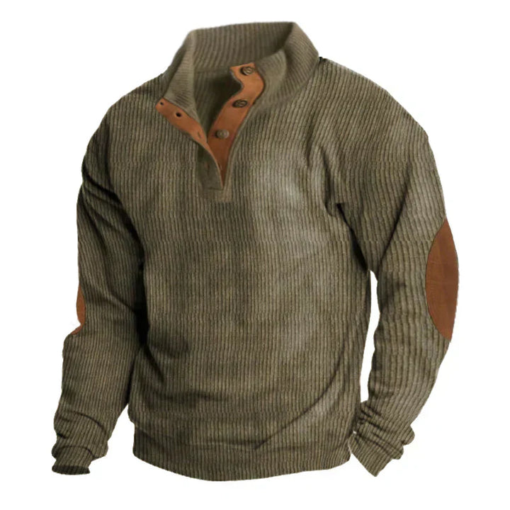 Stefano | Gerippter Knopf-Herrenpullover