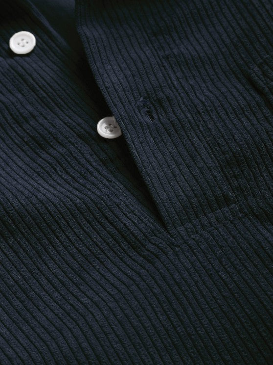 Herren Corduroy Langarmhemd mit halber Knopfleiste