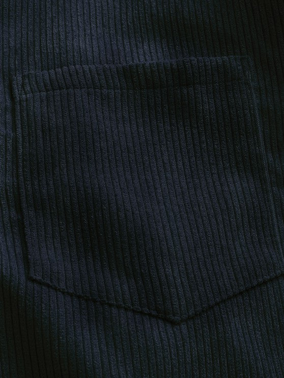 Herren Corduroy Langarmhemd mit halber Knopfleiste