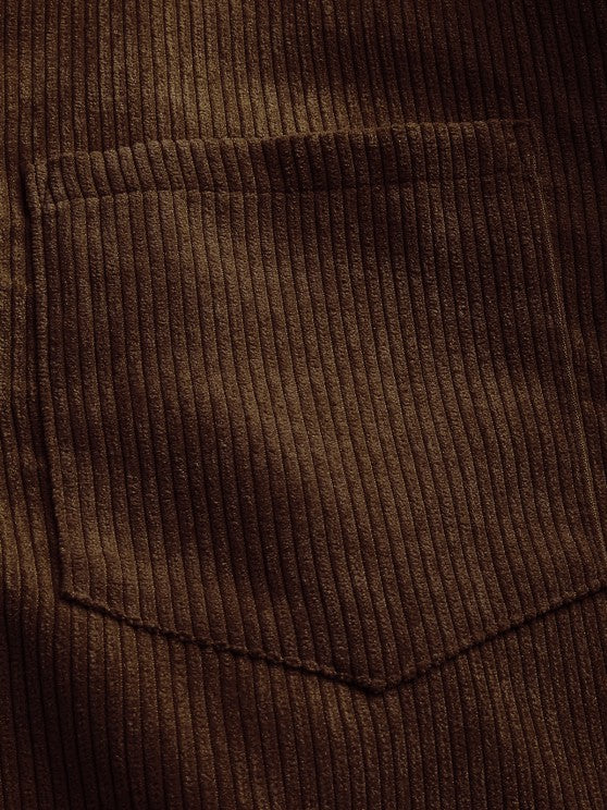 Herren Corduroy Langarmhemd mit halber Knopfleiste