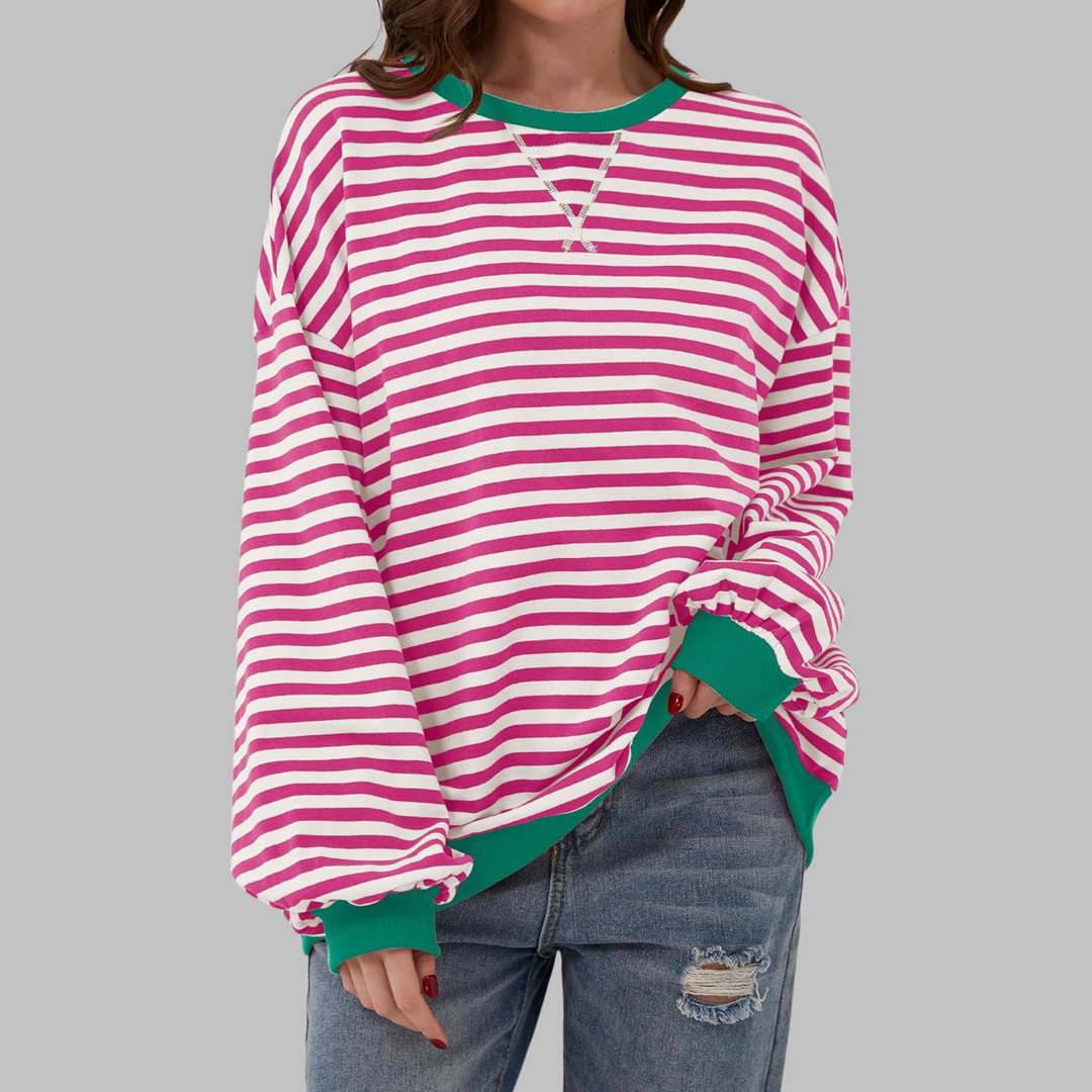 LUKA | Gestreiftes Langarm-Casual-Sweatshirt für Damen mit Rundhalsausschnitt