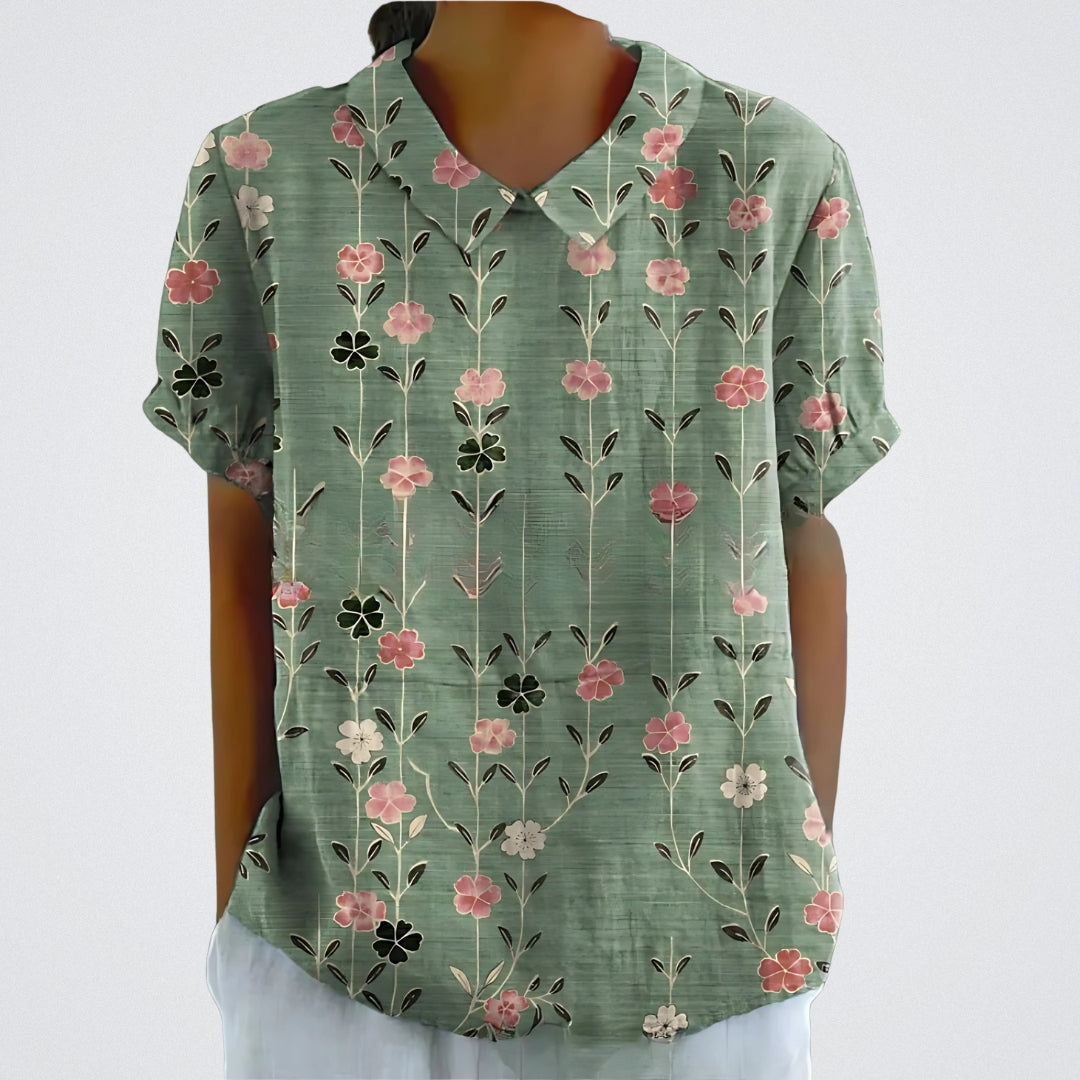 Lina | Stilvolle Bluse für Damen mit Blumenmuster und Rundhalsausschnitt