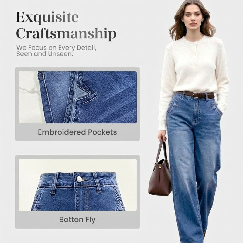 Retro Hochtaillierte Weite Jeans für Damen mit hohem Bund