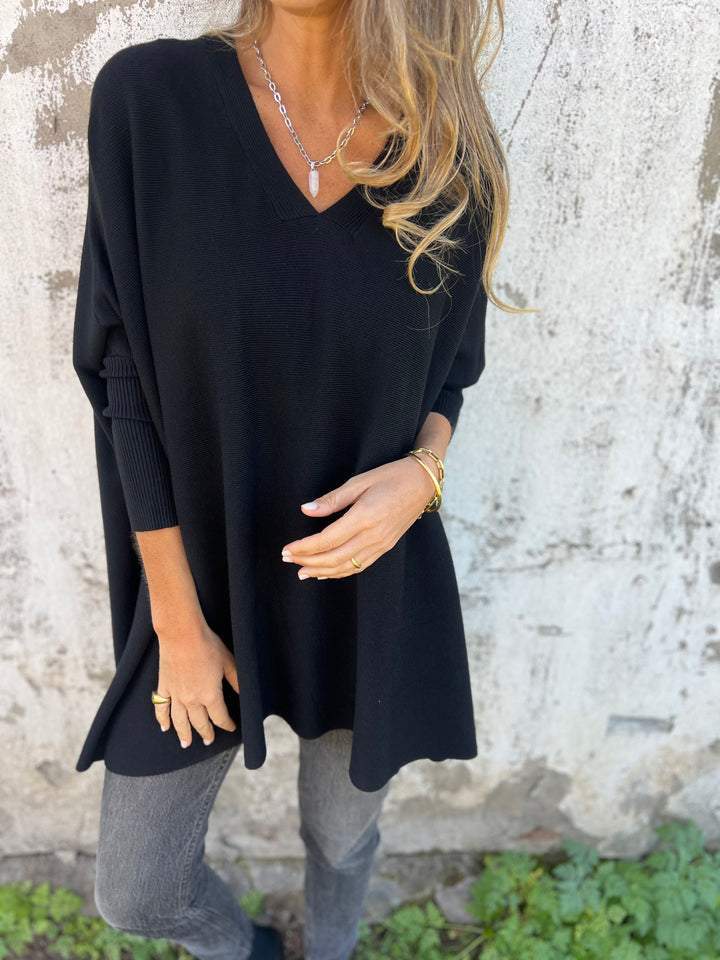 Hannah | V-Ausschnitt Pullover für Damen mit 3/4-Ärmeln und langen Ärmeln