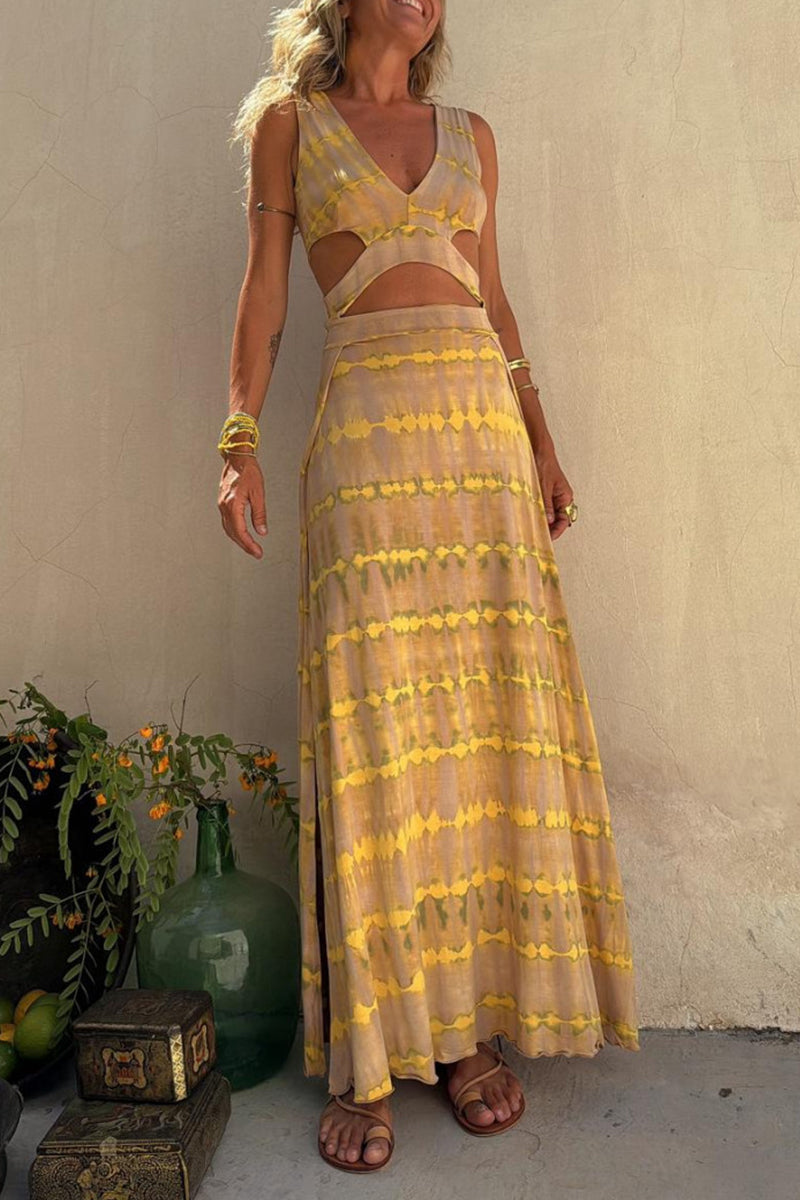 Dixie | Maxi-Chic Kleid für Damen mit Cut-Out-Details und V-Ausschnitt