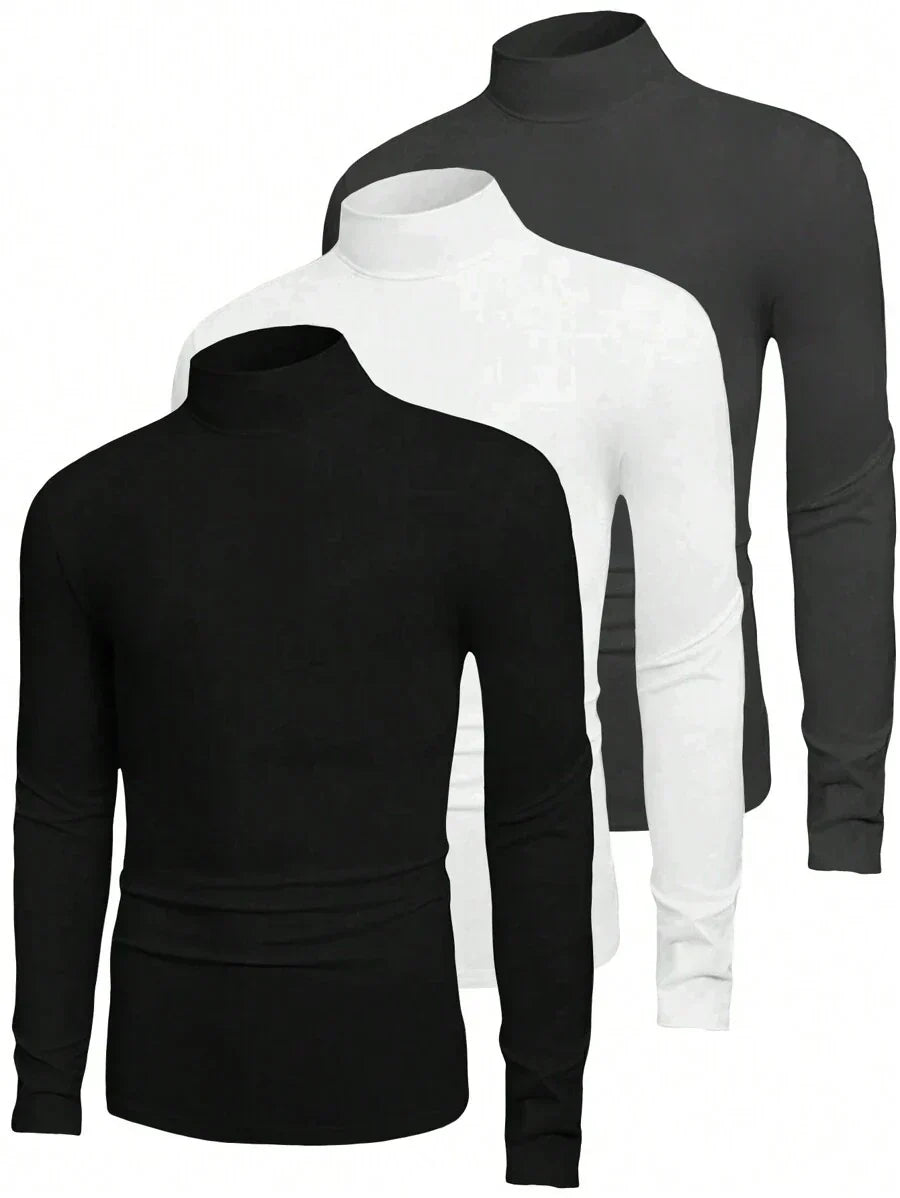 Ethan | Essentials Rollkragen 3er-Pack Pullover für Herren mit langen Ärmeln