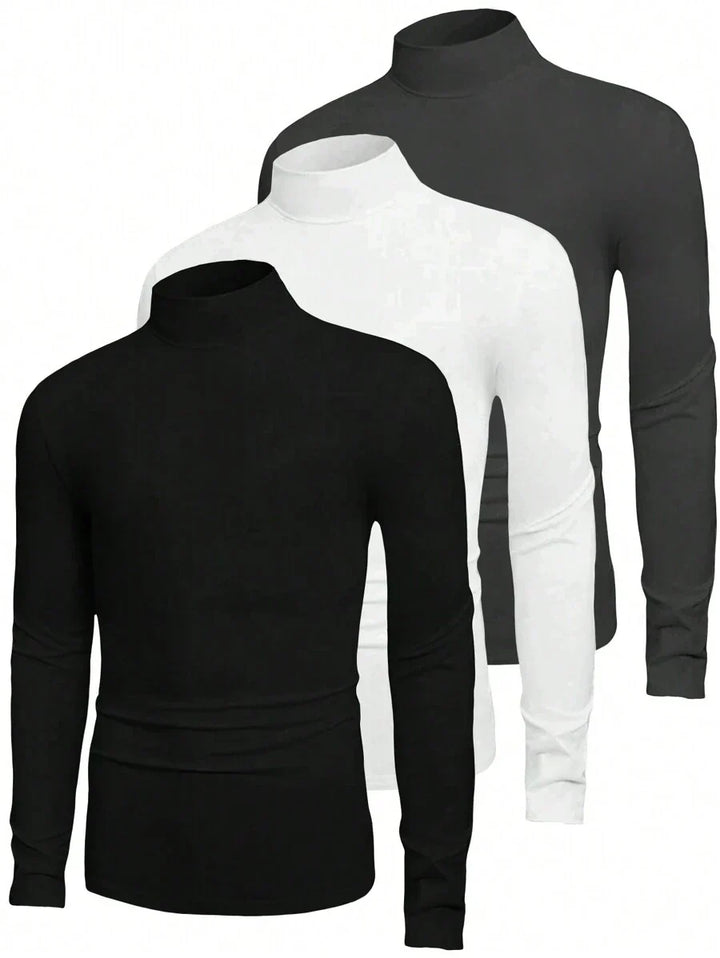 Ethan | Essentials Rollkragen 3er-Pack Pullover für Herren mit langen Ärmeln