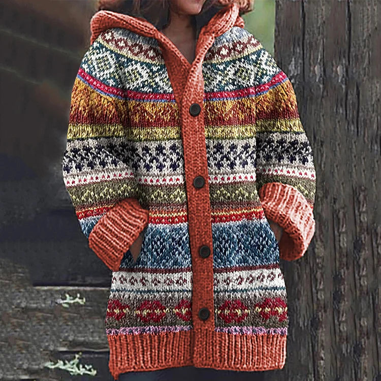 Ella | Strickjacke aus e für Damen mit Rundhalsausschnitt und langen Ärmeln