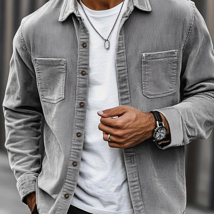 Lukas | Herren Langarm-Overshirt mit Knöpfen und Taschen