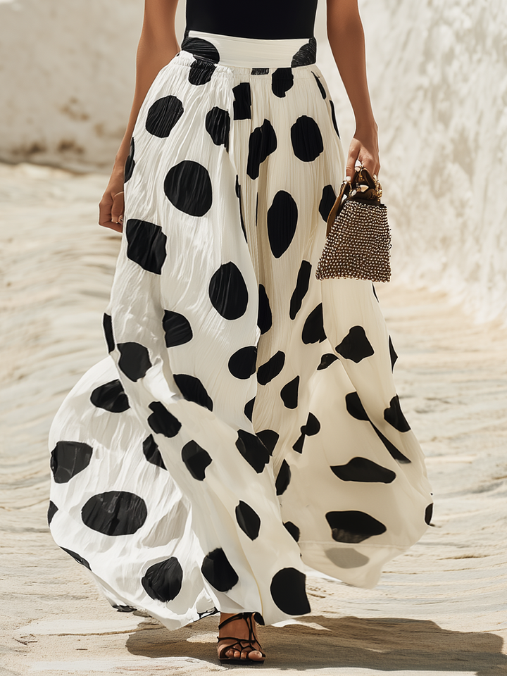 Entspanntes Wochenende schulterfrei Polka Dot Maxikleid für Damen