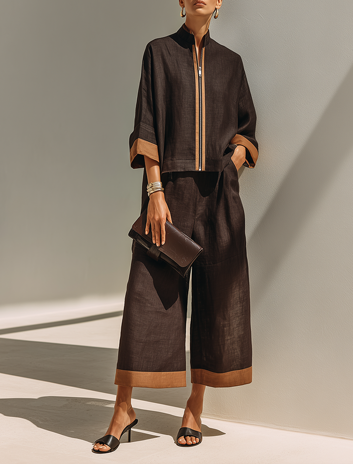Damen Top-Set mit weiter Cropped-Hose