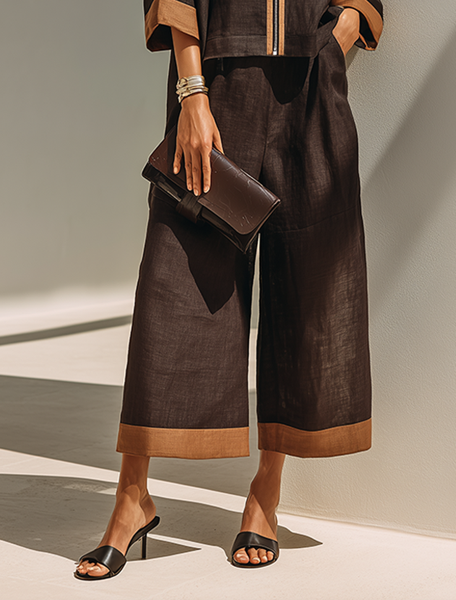 Damen Top-Set mit weiter Cropped-Hose