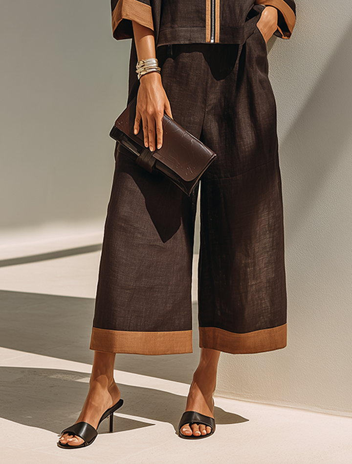 Damen Top-Set mit weiter Cropped-Hose