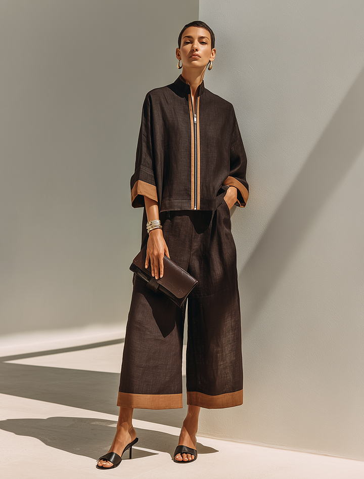 Damen Top-Set mit weiter Cropped-Hose