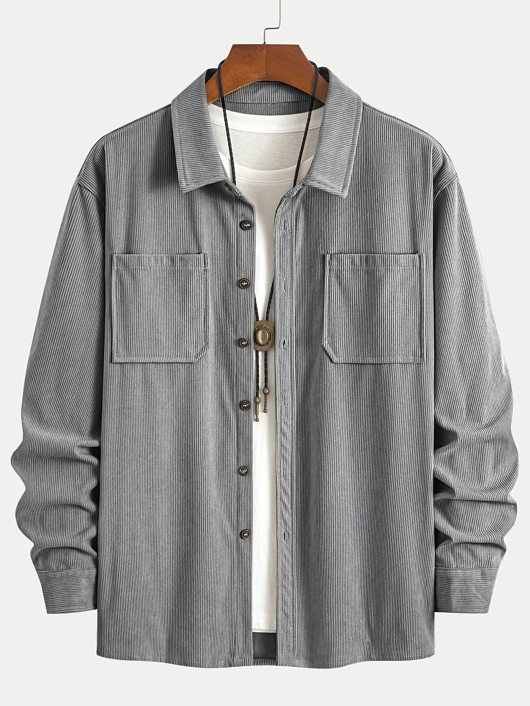 Lukas | Herren Langarm-Overshirt mit Knöpfen und Taschen