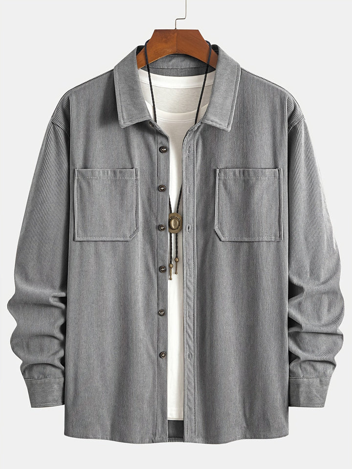 Lukas | Herren Langarm-Overshirt mit Knöpfen und Taschen