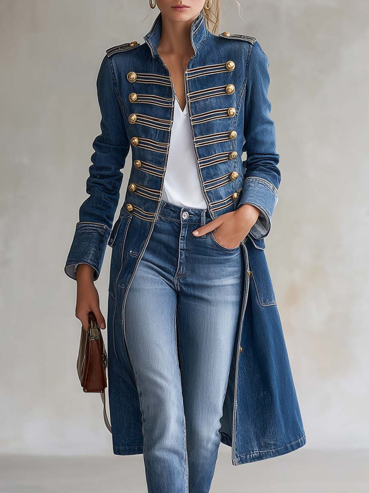 Damen Offiziersmantel mit Taschen und Knöpfen