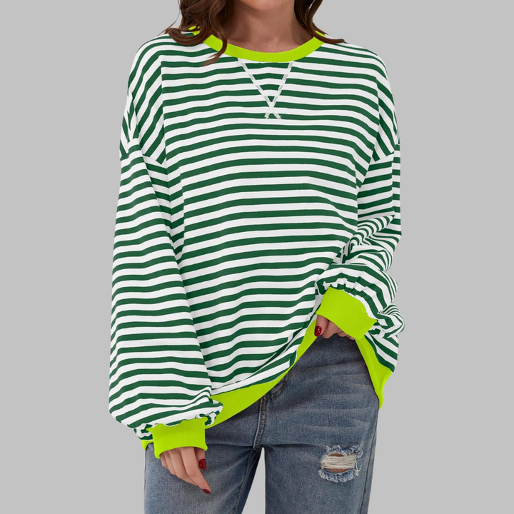 LUKA | Gestreiftes Langarm-Casual-Sweatshirt für Damen mit Rundhalsausschnitt