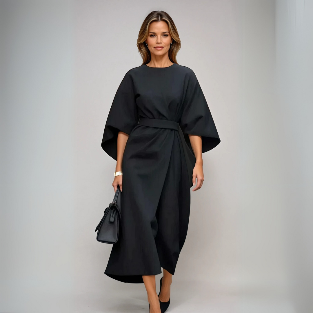Sophia | Zeitlose Eleganz Kleid für Damen mit Rundhalsausschnitt und kurzen Ärmeln
