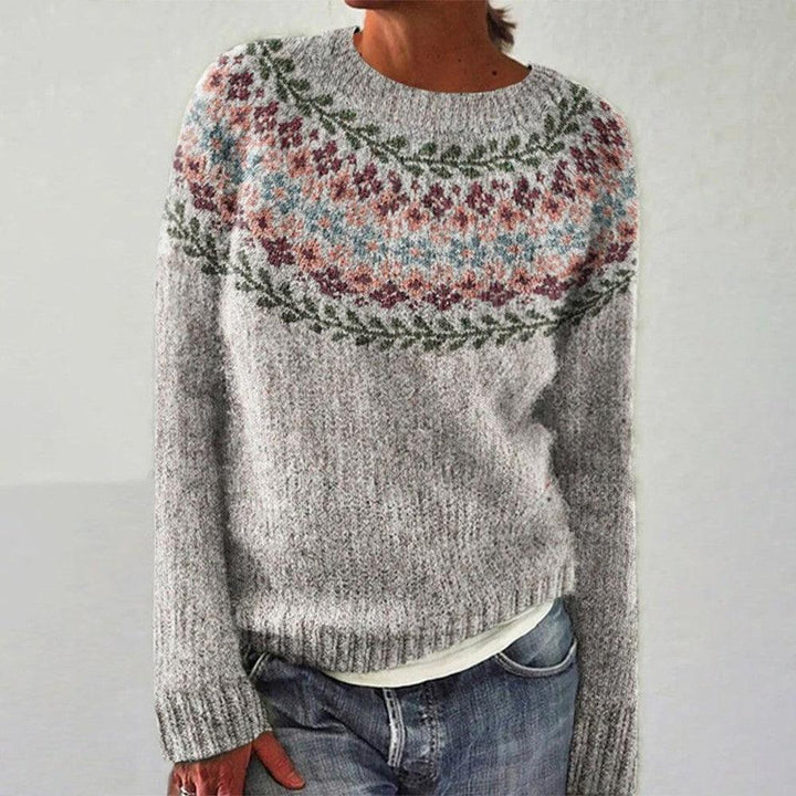 Bridget | Vintage Isländischer Pullover für Damen mit Blumenmuster