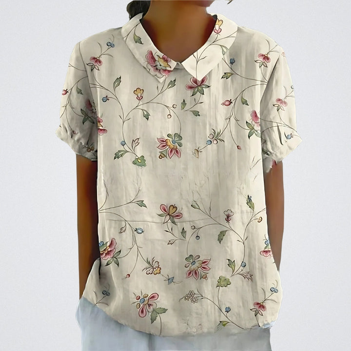 Lina | Stilvolle Bluse für Damen mit Blumenmuster und Rundhalsausschnitt