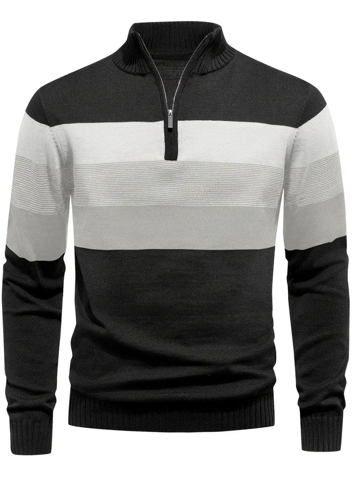 Brit und Boho | Der Luxe Colorblock Quarter Zip mit langen Ärmeln Cardigan