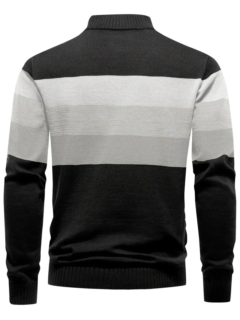 Brit und Boho | Der Luxe Colorblock Quarter Zip mit langen Ärmeln Cardigan