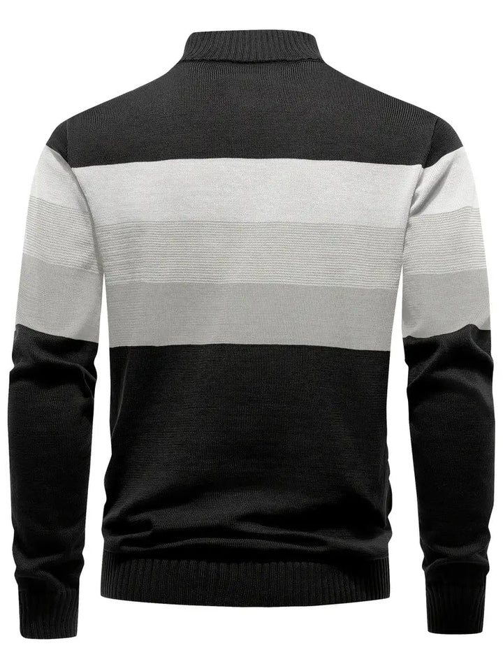Brit und Boho | Der Luxe Colorblock Quarter Zip mit langen Ärmeln Cardigan