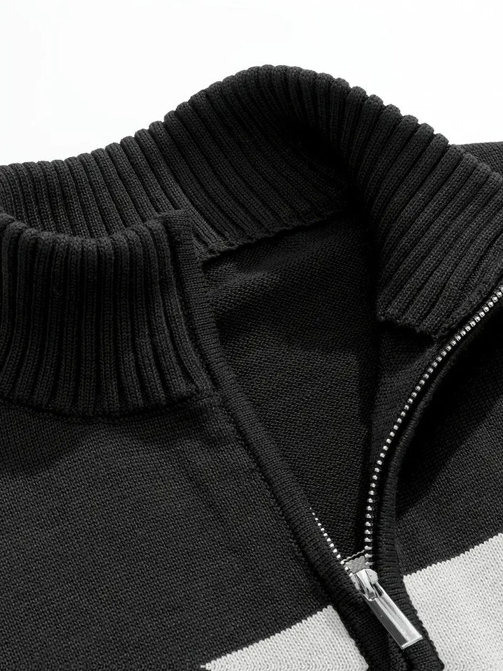 Brit und Boho | Der Luxe Colorblock Quarter Zip mit langen Ärmeln Cardigan