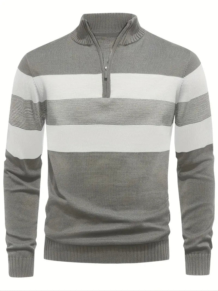 Brit und Boho | Der Luxe Colorblock Quarter Zip mit langen Ärmeln Cardigan