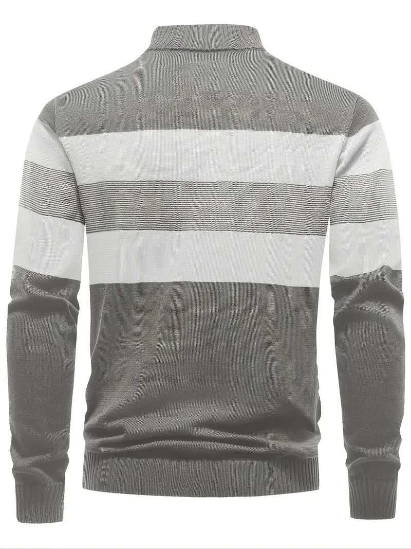 Brit und Boho | Der Luxe Colorblock Quarter Zip mit langen Ärmeln Cardigan