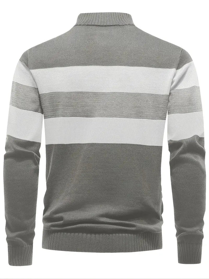 Brit und Boho | Der Luxe Colorblock Quarter Zip mit langen Ärmeln Cardigan