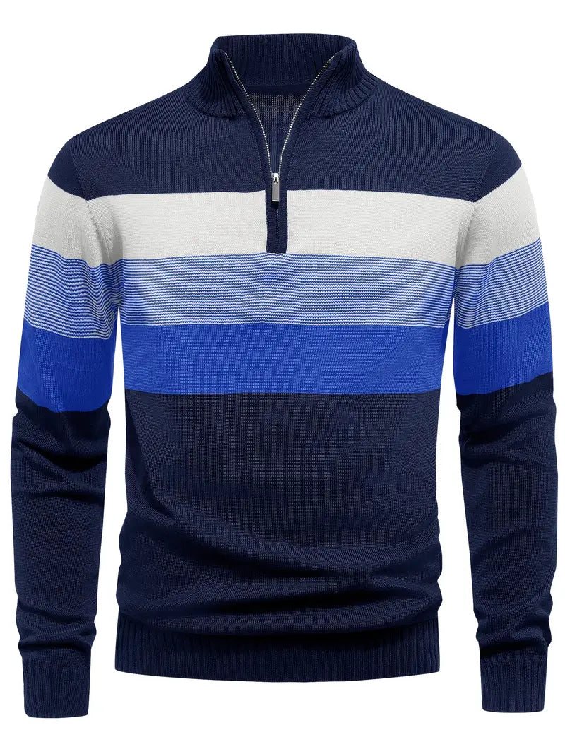 Brit und Boho | Der Luxe Colorblock Quarter Zip mit langen Ärmeln Cardigan