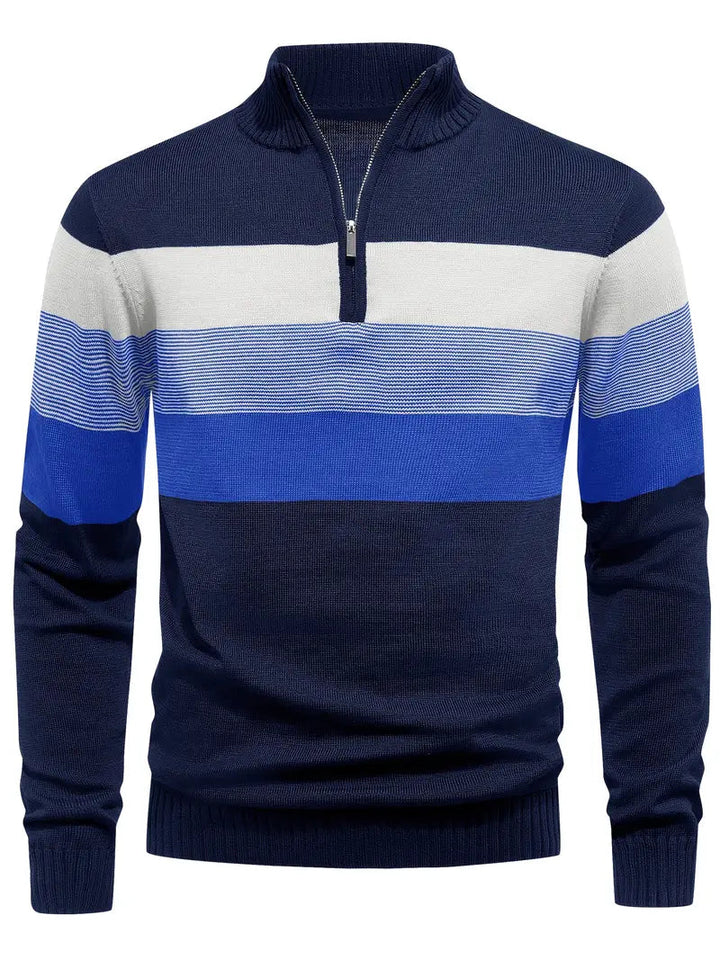 Brit und Boho | Der Luxe Colorblock Quarter Zip mit langen Ärmeln Cardigan