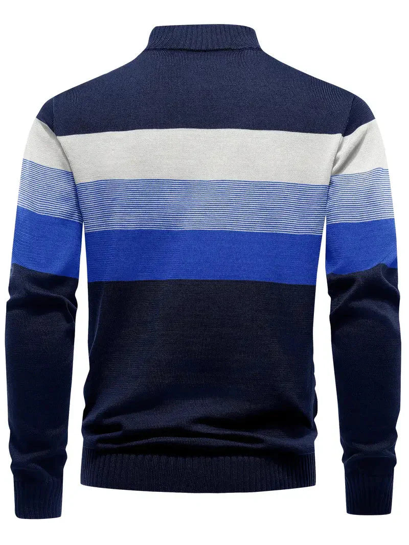 Brit und Boho | Der Luxe Colorblock Quarter Zip mit langen Ärmeln Cardigan