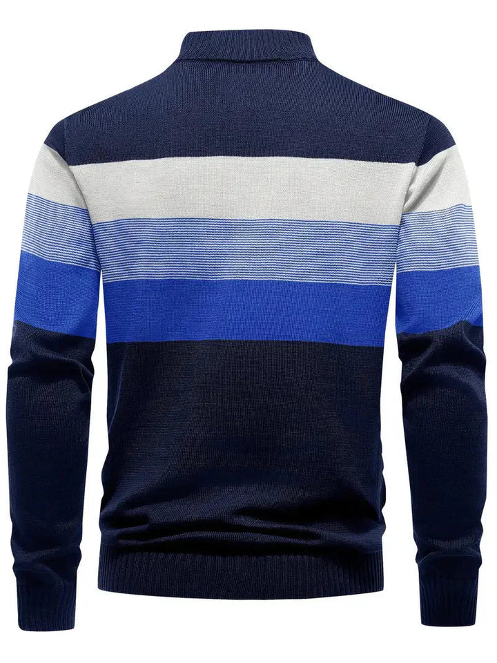 Brit und Boho | Der Luxe Colorblock Quarter Zip mit langen Ärmeln Cardigan