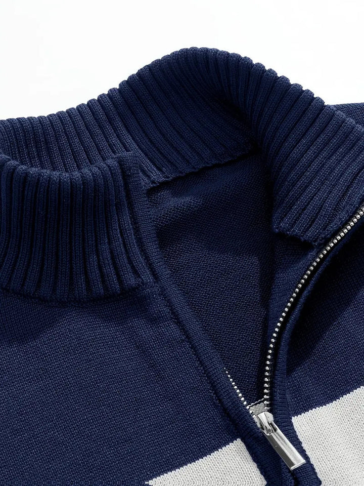 Brit und Boho | Der Luxe Colorblock Quarter Zip mit langen Ärmeln Cardigan