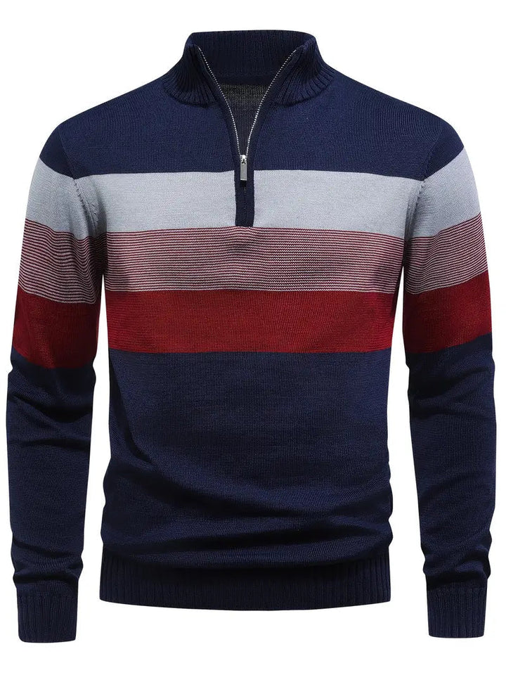 Brit und Boho | Der Luxe Colorblock Quarter Zip mit langen Ärmeln Cardigan