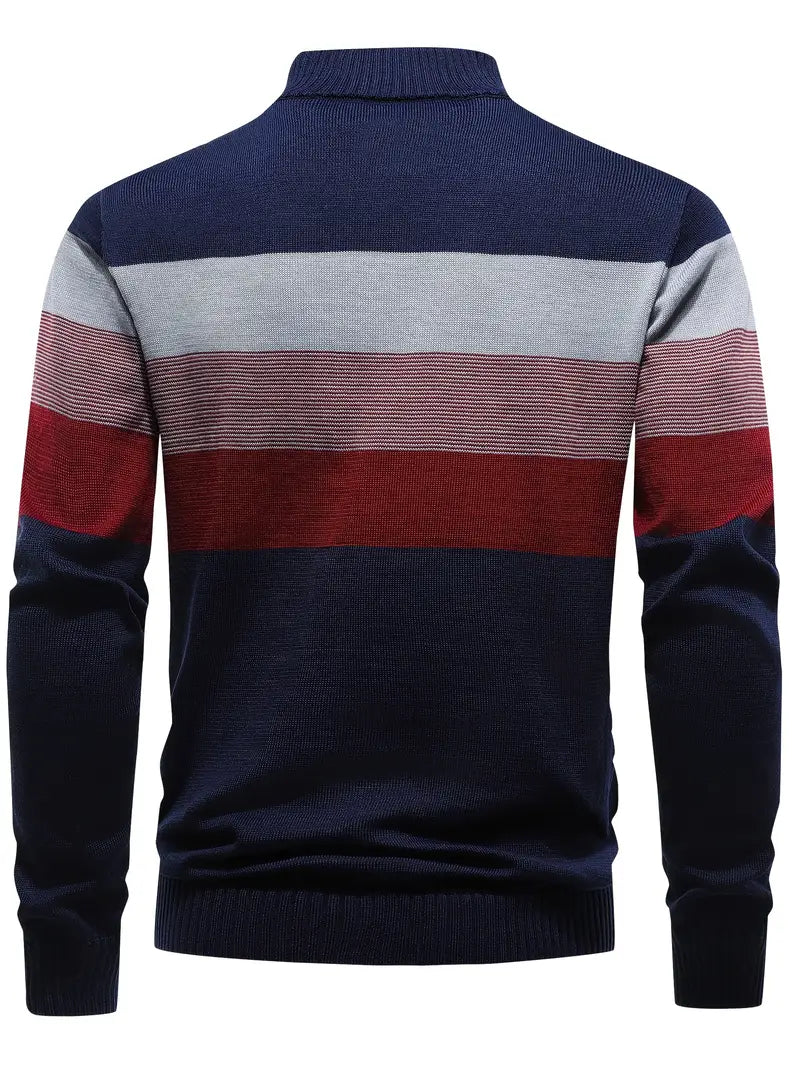 Brit und Boho | Der Luxe Colorblock Quarter Zip mit langen Ärmeln Cardigan