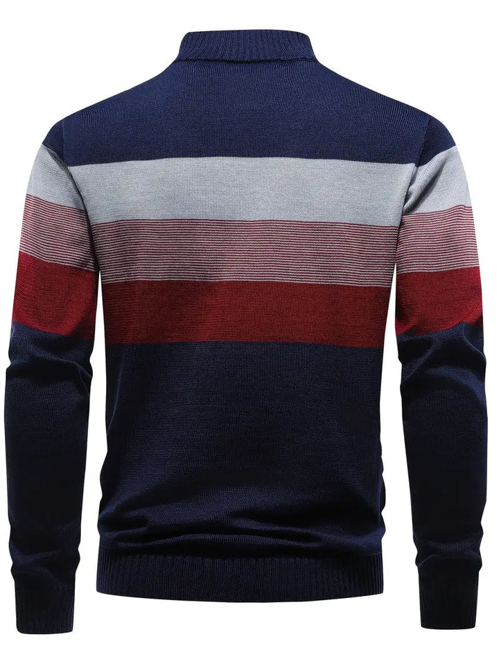 Brit und Boho | Der Luxe Colorblock Quarter Zip mit langen Ärmeln Cardigan