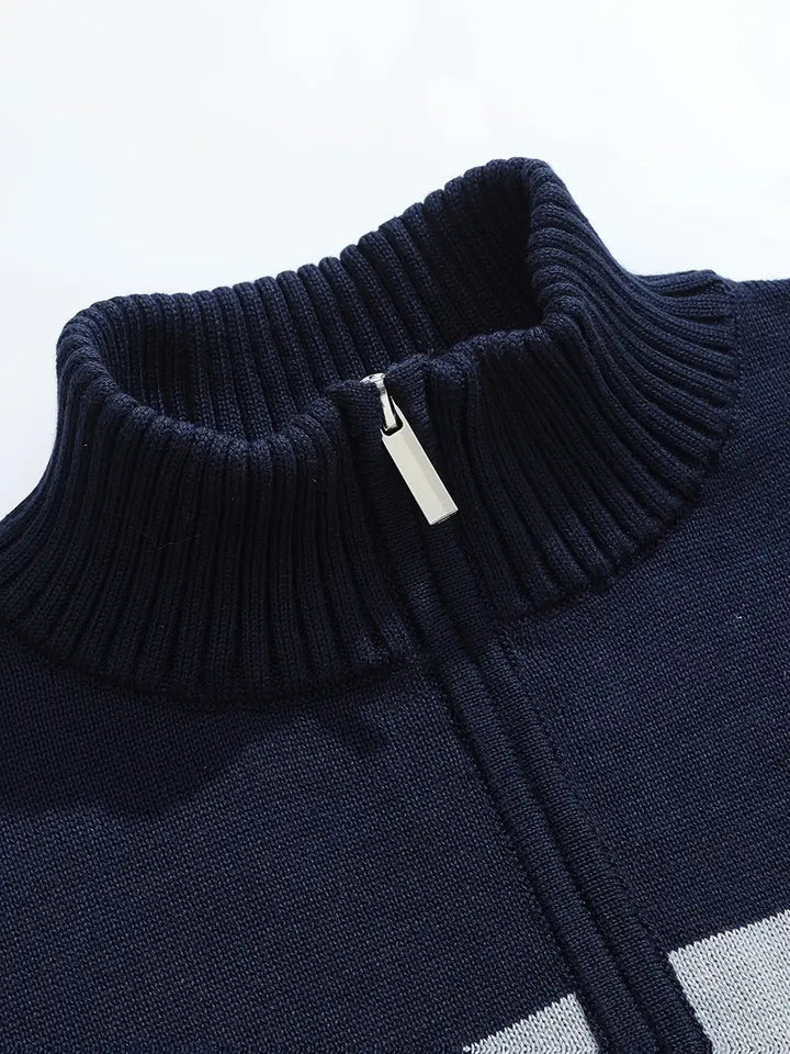 Brit und Boho | Der Luxe Colorblock Quarter Zip mit langen Ärmeln Cardigan