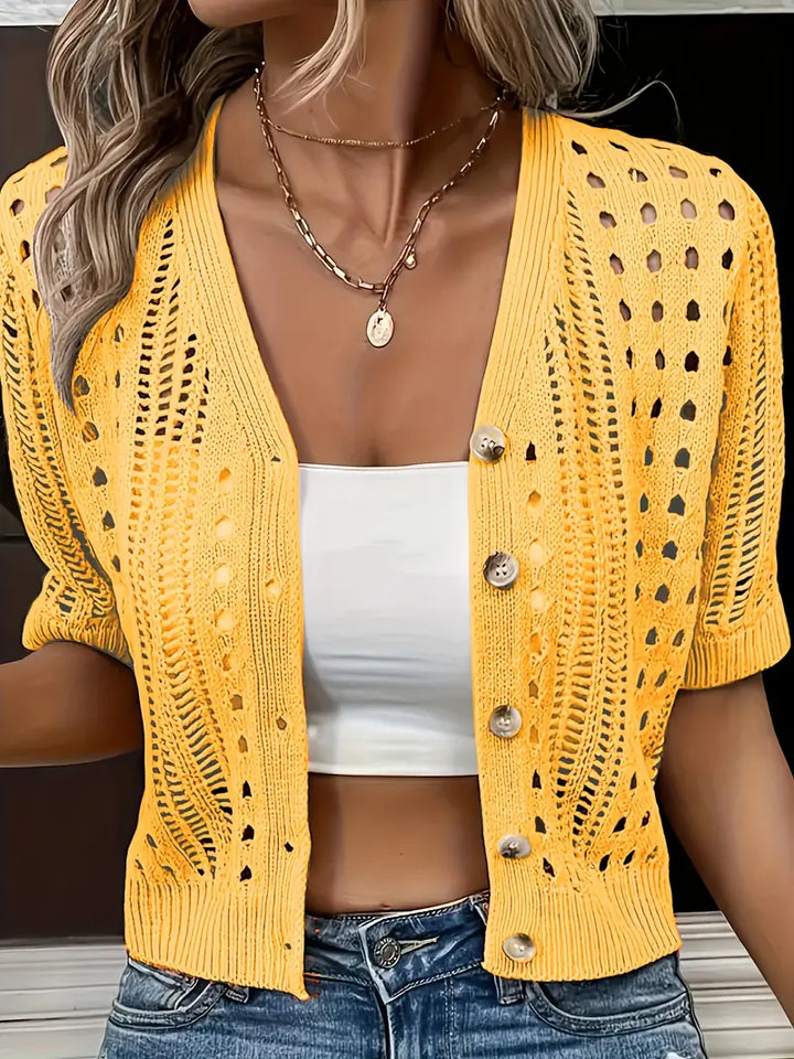 Kendall | Trendy Kurzarm-Cardigan für Damen mit V-Ausschnitt