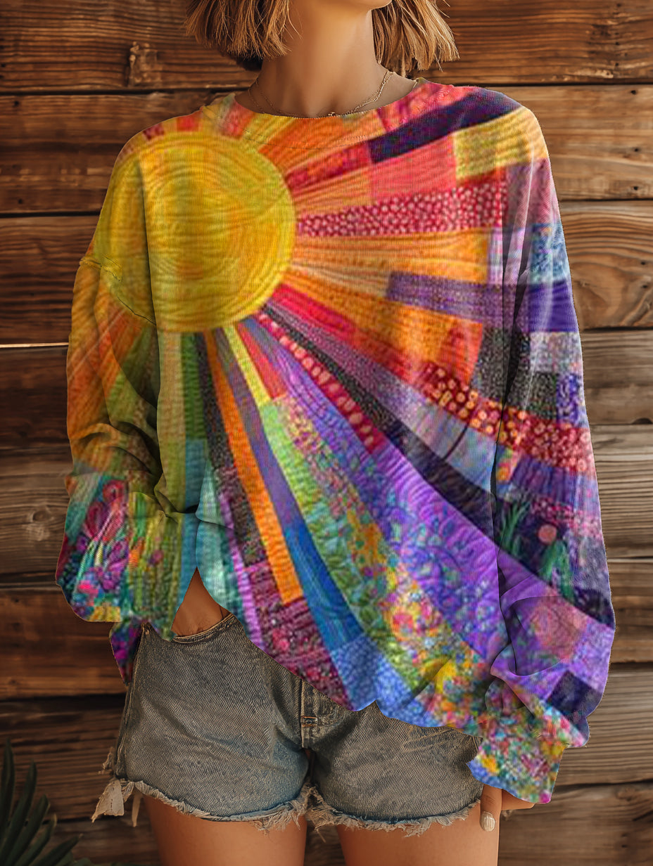 Sloane | Sonnen-Collage Kunst Sweatshirt für Damen mit Rundhalsausschnitt
