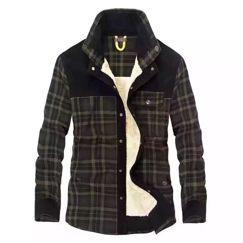 Herren Karo-Hemdjacke mit Taschen und Knöpfen