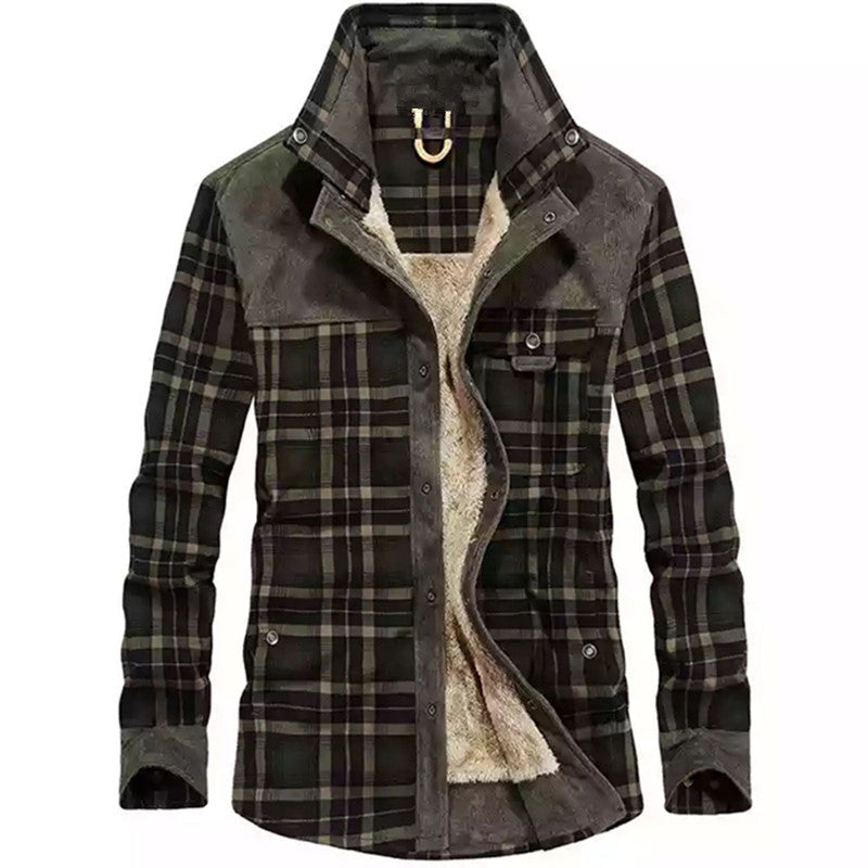 Herren Karo-Hemdjacke mit Taschen und Knöpfen