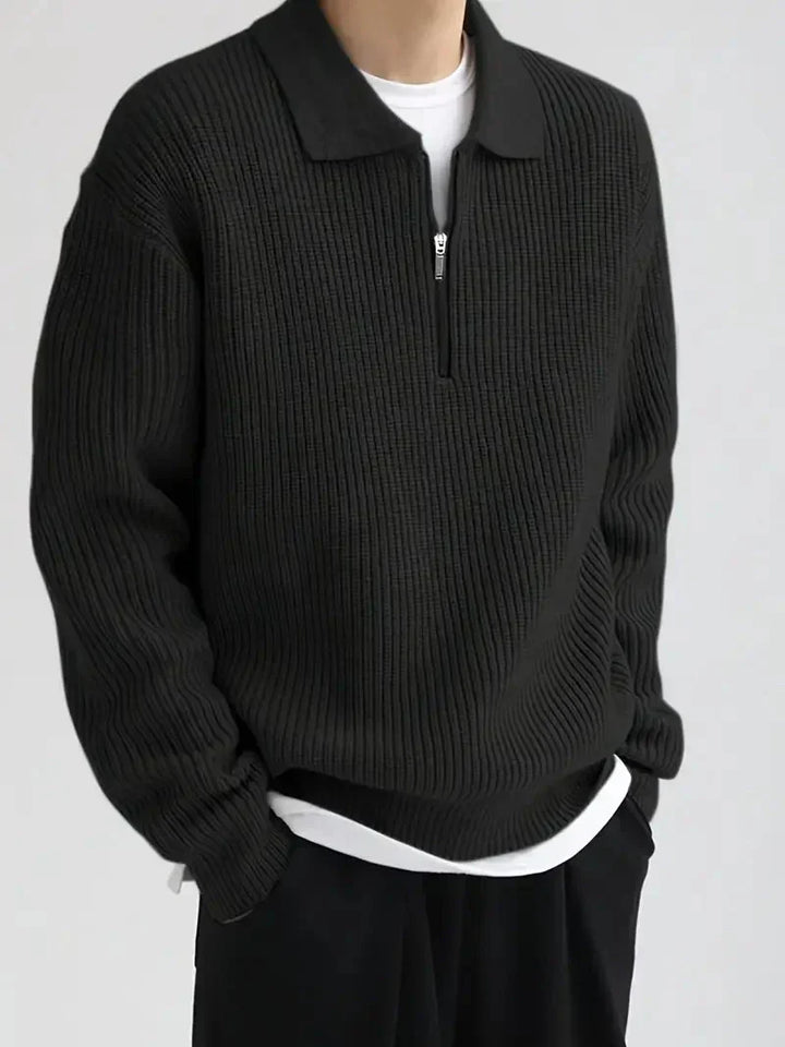 Brit und Boho | Der moderne schlanke Quarter Zip mit Rundhalsausschnitt Cardigan