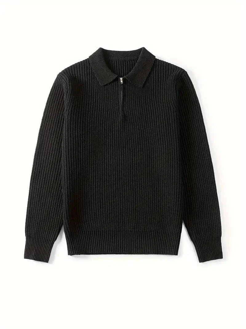Brit und Boho | Der moderne schlanke Quarter Zip mit Rundhalsausschnitt Cardigan