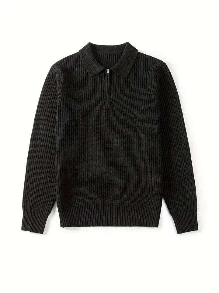 Brit und Boho | Der moderne schlanke Quarter Zip mit Rundhalsausschnitt Cardigan