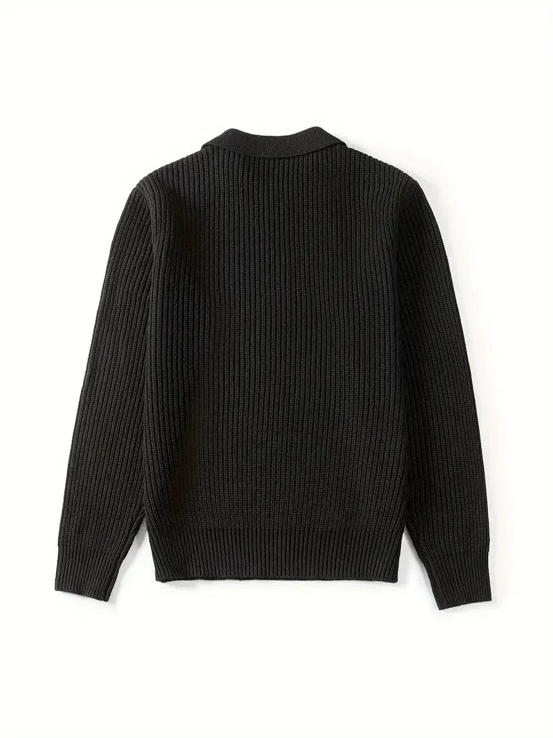 Brit und Boho | Der moderne schlanke Quarter Zip mit Rundhalsausschnitt Cardigan